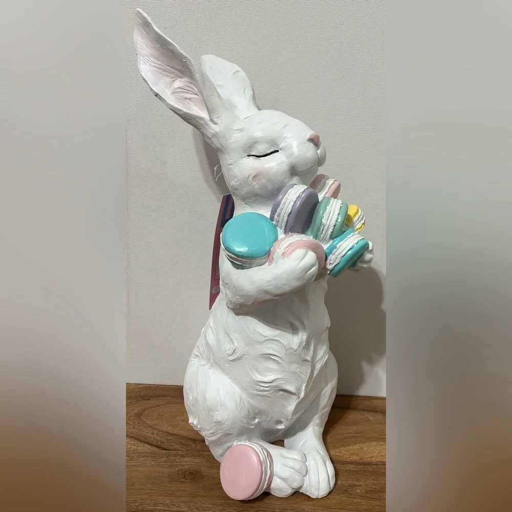 SWEET TREATS Large 14” Easter Bunny Rabbit Holding Macaroons NEW - Picture 2 of 3